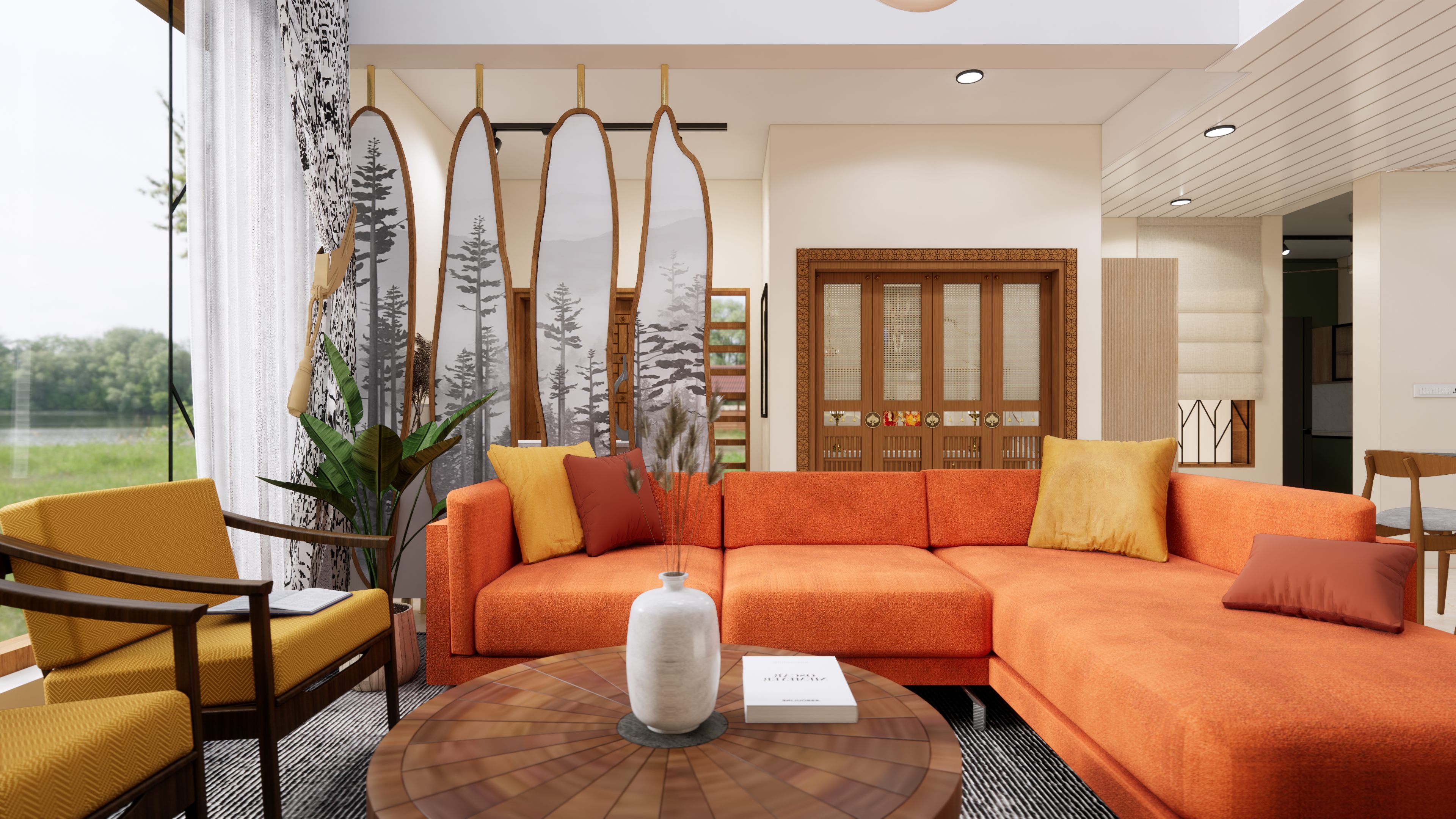 Warm contemporary living area